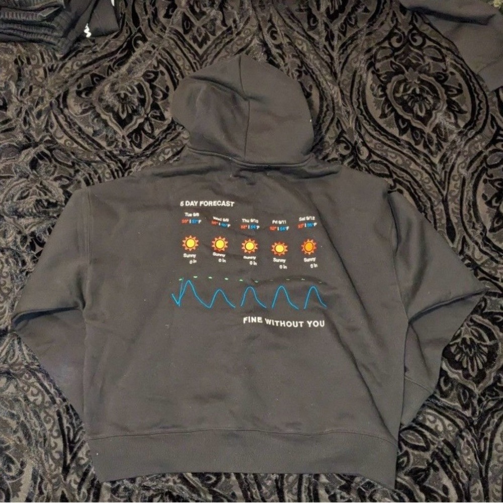 Fine Without You Black Graphic Hoodie